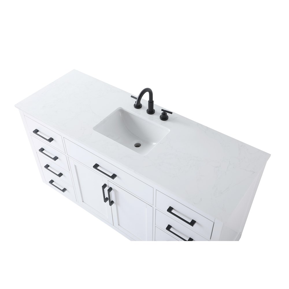 Alden 60 Inch Single Bathroom Vanity In White. Picture 8
