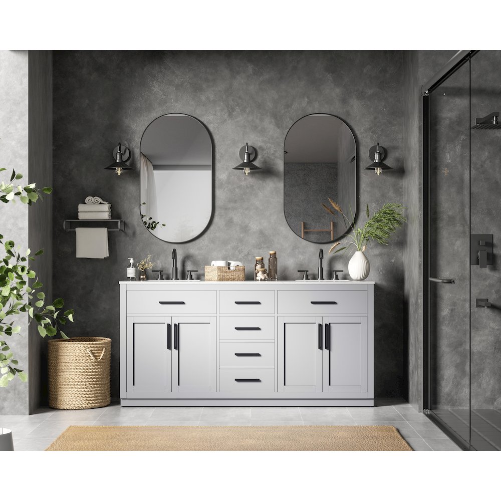 Alden 72 Inch Double Bathroom Vanity In Grey. Picture 4