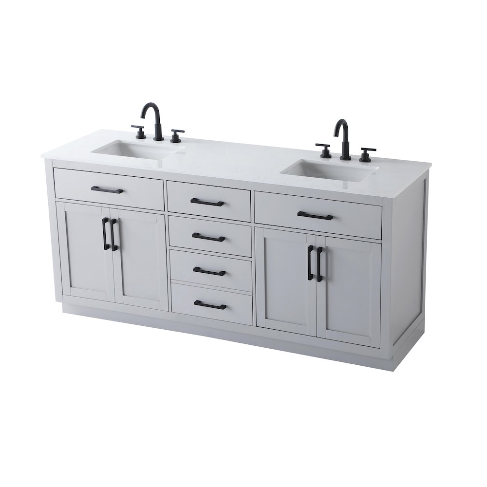 Alden 72 Inch Double Bathroom Vanity In Grey. Picture 6