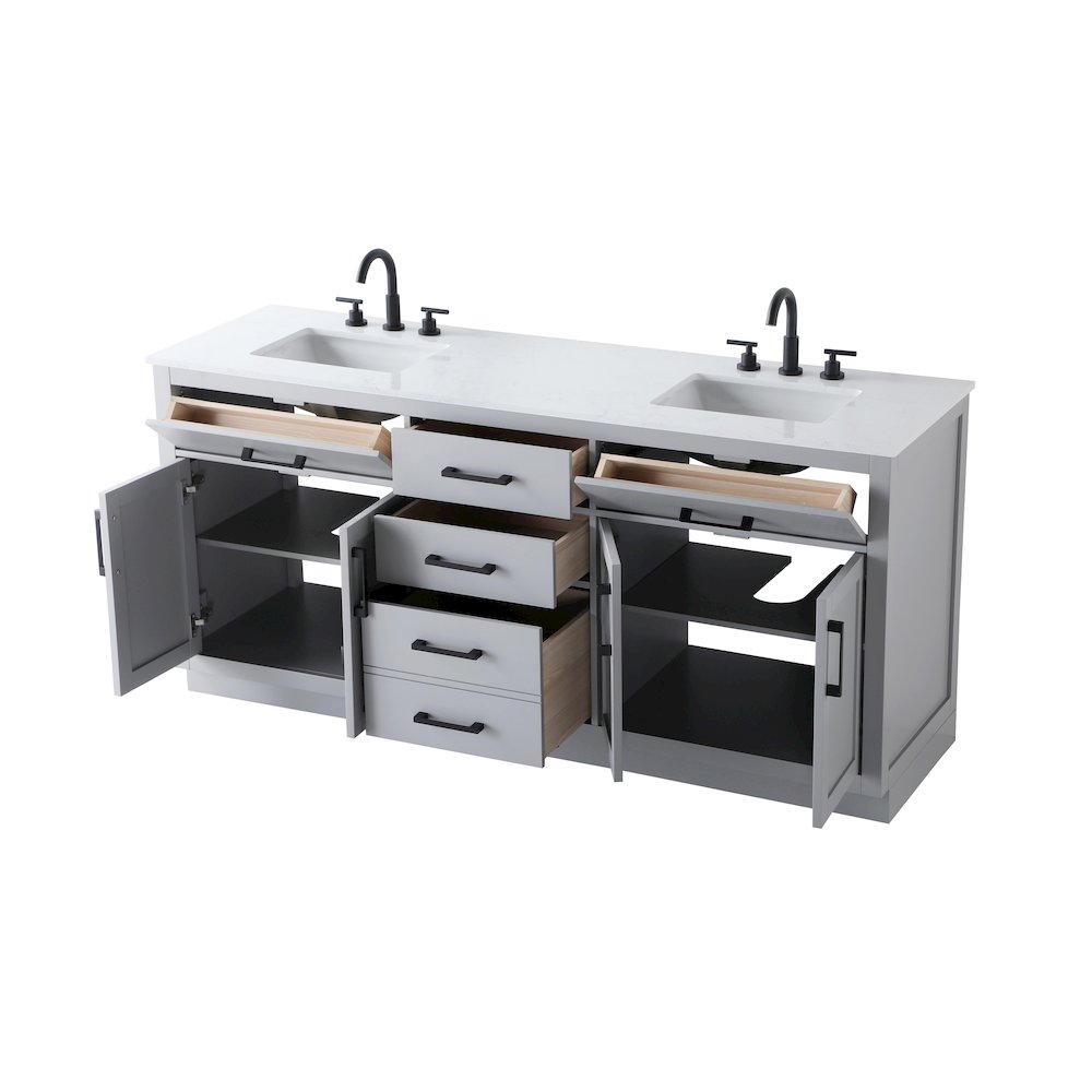 Alden 72 Inch Double Bathroom Vanity In Grey. Picture 7