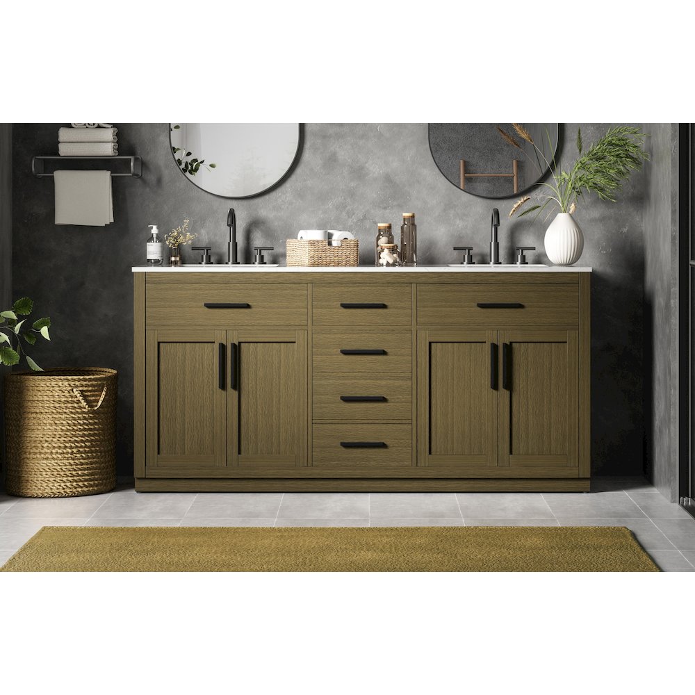 Alden 72 Inch Double Bathroom Vanity In Chestnut Brown. Picture 2