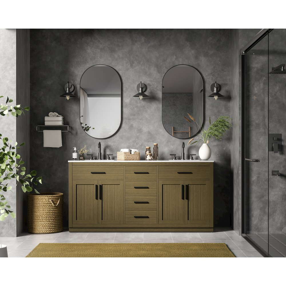 Alden 72 Inch Double Bathroom Vanity In Chestnut Brown. Picture 4