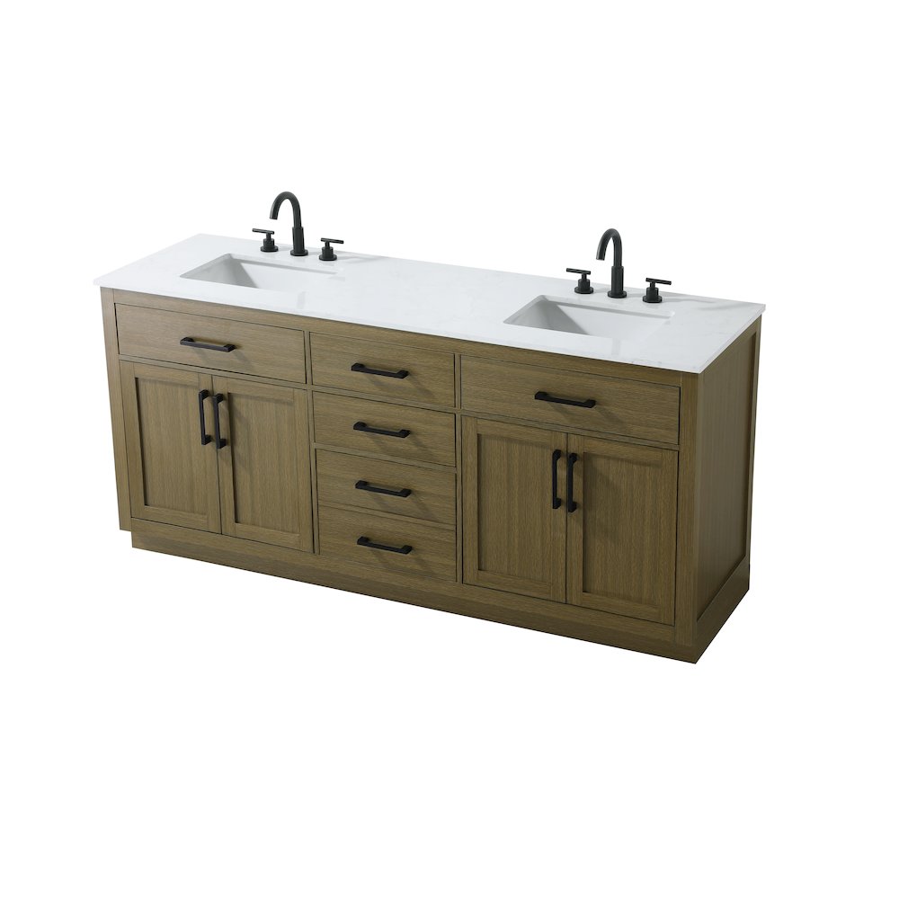 Alden 72 Inch Double Bathroom Vanity In Chestnut Brown. Picture 6