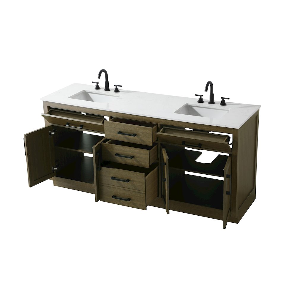 Alden 72 Inch Double Bathroom Vanity In Chestnut Brown. Picture 7