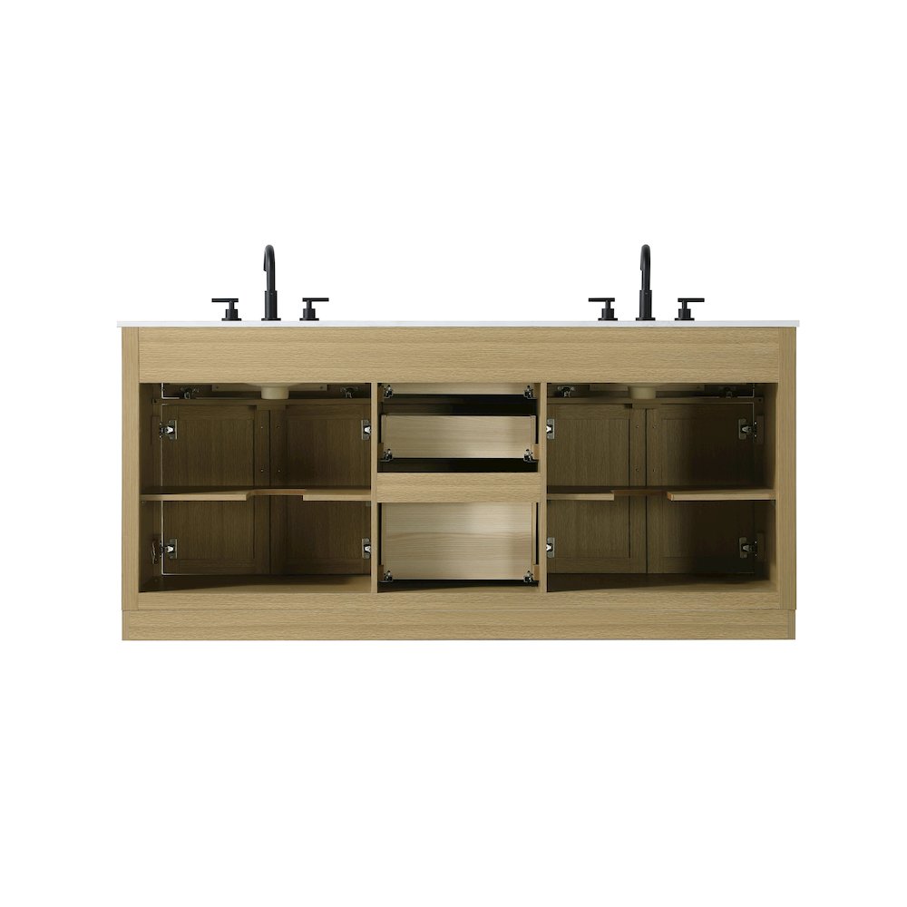 Alden 72 Inch Double Bathroom Vanity In Honey Brown. Picture 12
