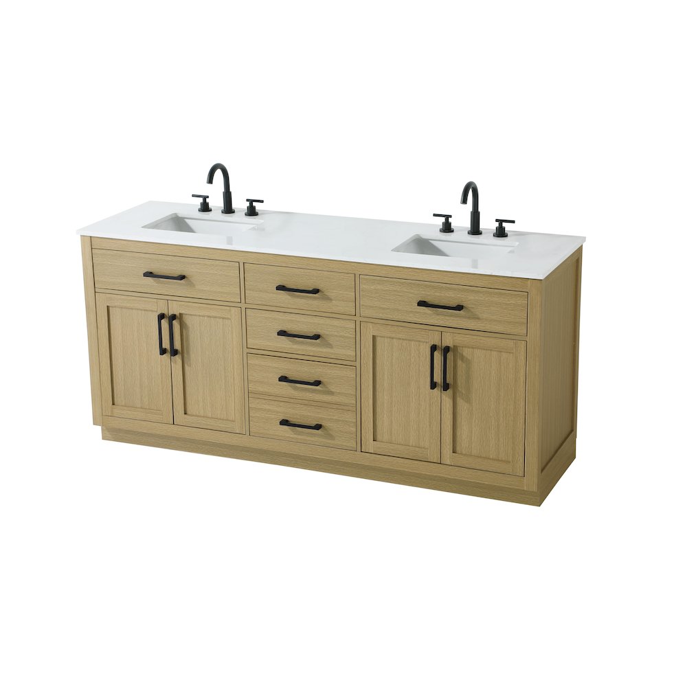 Alden 72 Inch Double Bathroom Vanity In Honey Brown. Picture 6