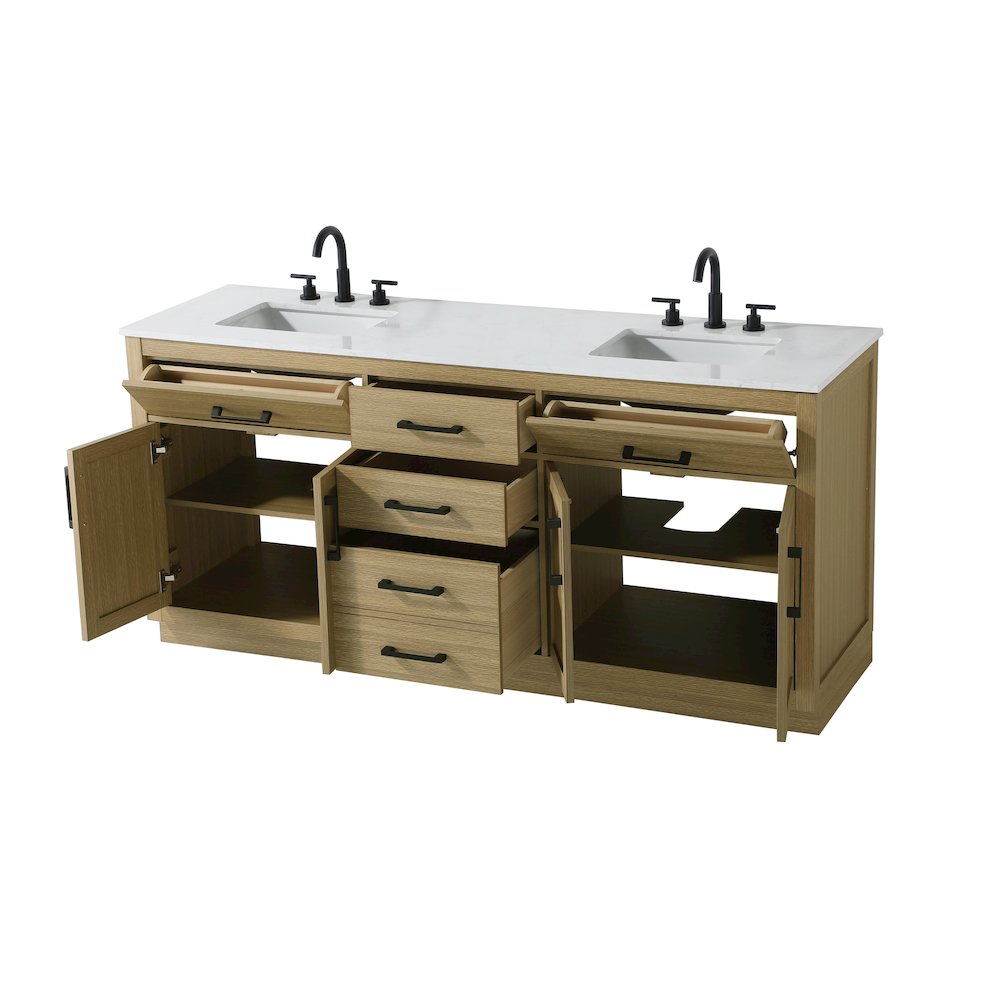 Alden 72 Inch Double Bathroom Vanity In Honey Brown. Picture 7