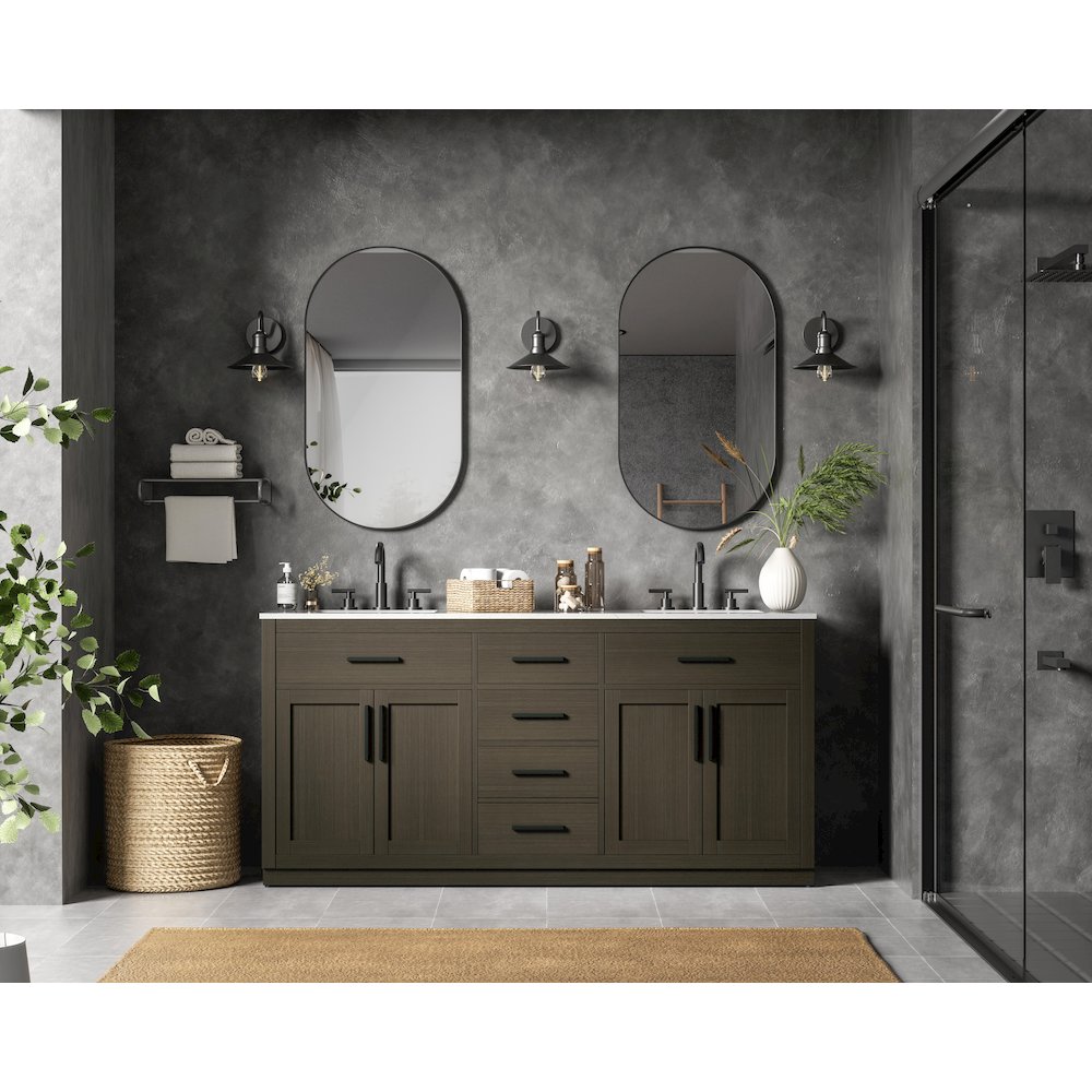 Alden 72 Inch Double Bathroom Vanity In Mocha Brown. Picture 4