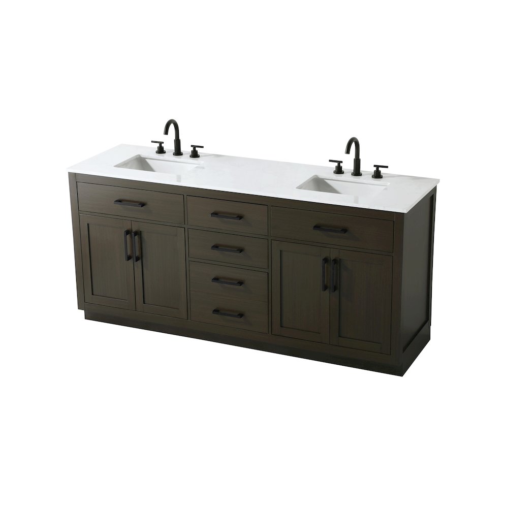 Alden 72 Inch Double Bathroom Vanity In Mocha Brown. Picture 6