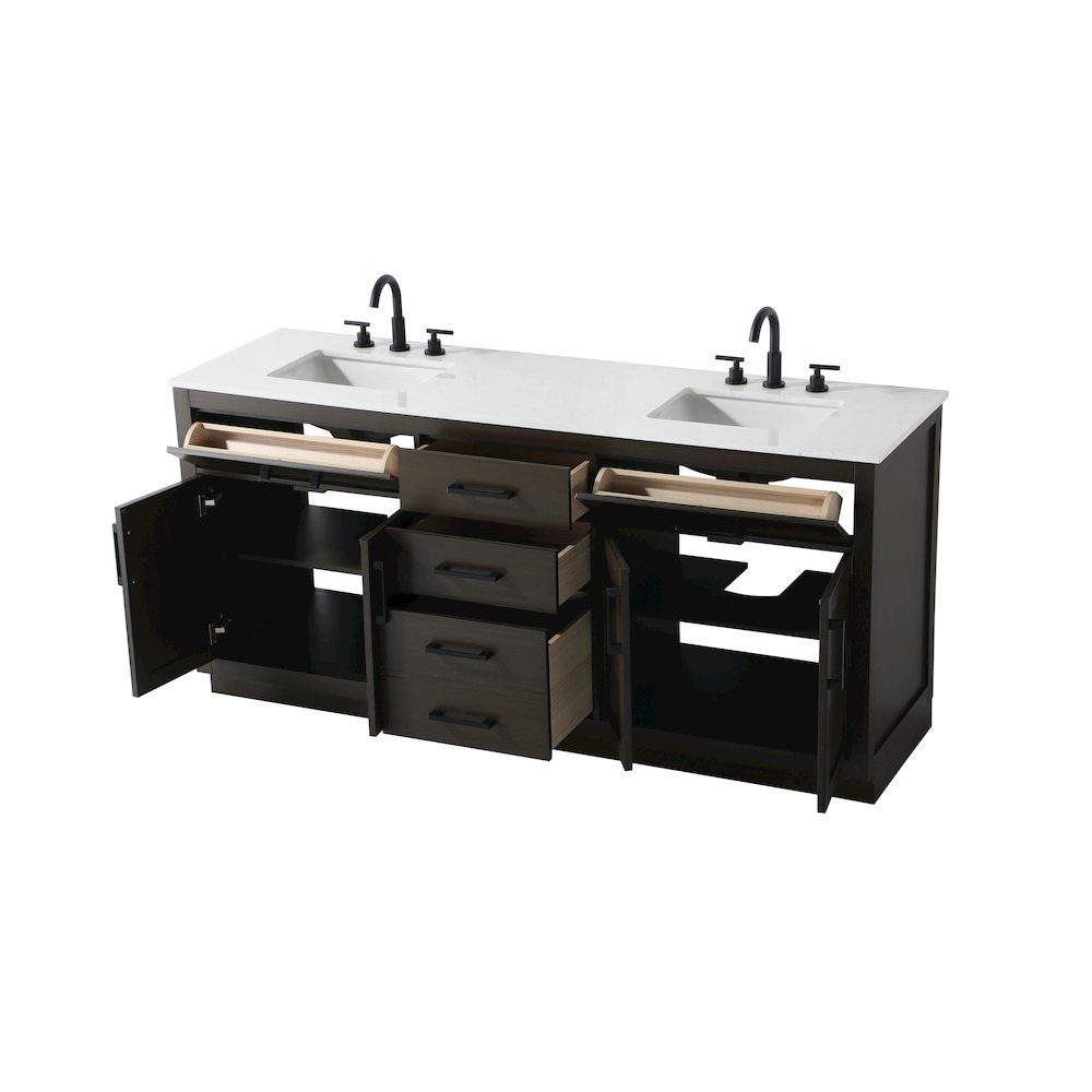 Alden 72 Inch Double Bathroom Vanity In Mocha Brown. Picture 7