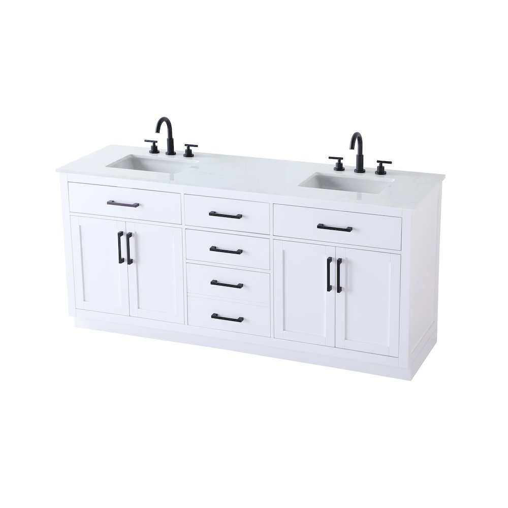 Alden 72 Inch Double Bathroom Vanity In White. Picture 6