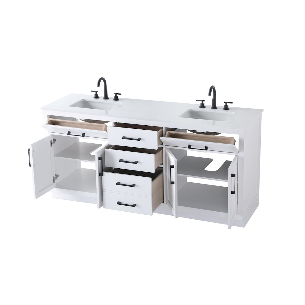 Alden 72 Inch Double Bathroom Vanity In White. Picture 7