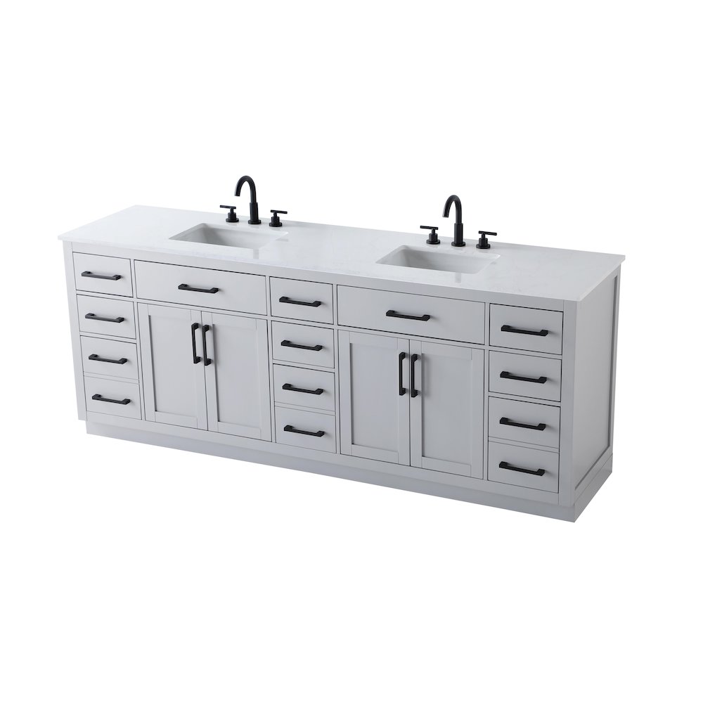 Alden 84 Inch Double Bathroom Vanity In Grey. Picture 6