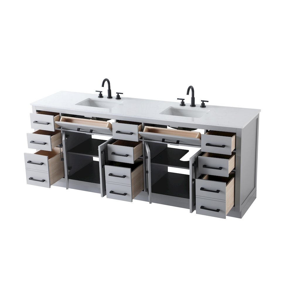 Alden 84 Inch Double Bathroom Vanity In Grey. Picture 7