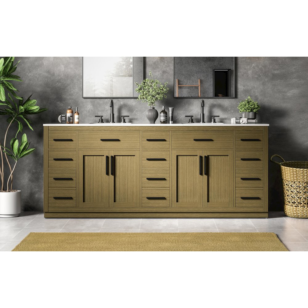 Alden 84 Inch Double Bathroom Vanity In Chestnut Brown. Picture 2