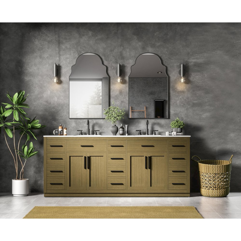 Alden 84 Inch Double Bathroom Vanity In Chestnut Brown. Picture 4