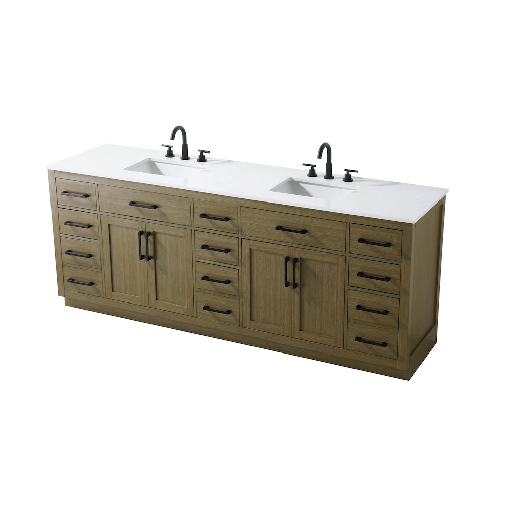 Alden 84 Inch Double Bathroom Vanity In Chestnut Brown. Picture 6