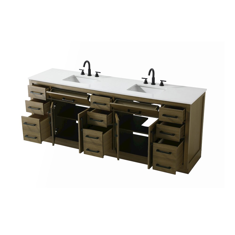 Alden 84 Inch Double Bathroom Vanity In Chestnut Brown. Picture 7