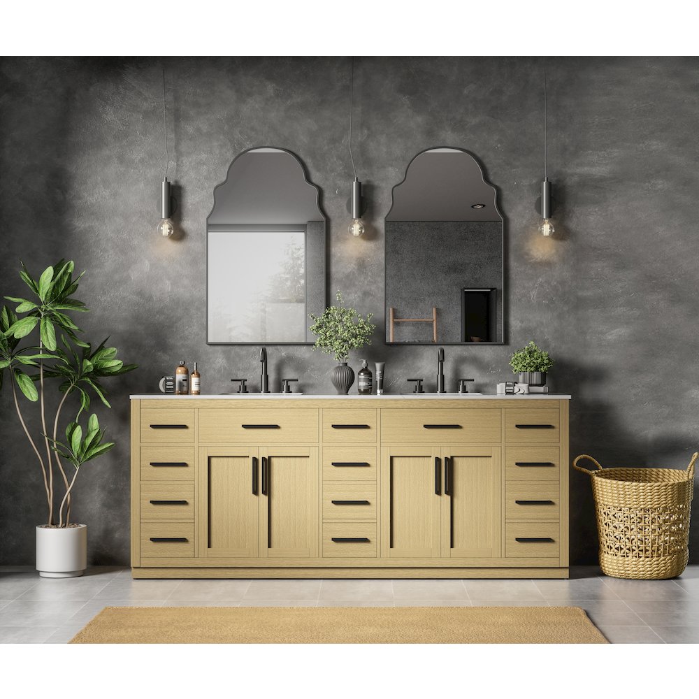 Alden 84 Inch Double Bathroom Vanity In Honey Brown. Picture 4