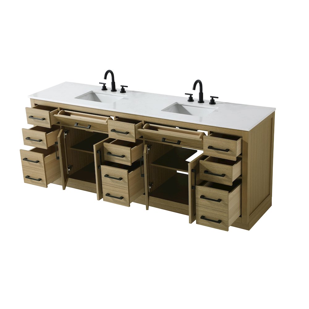 Alden 84 Inch Double Bathroom Vanity In Honey Brown. Picture 7