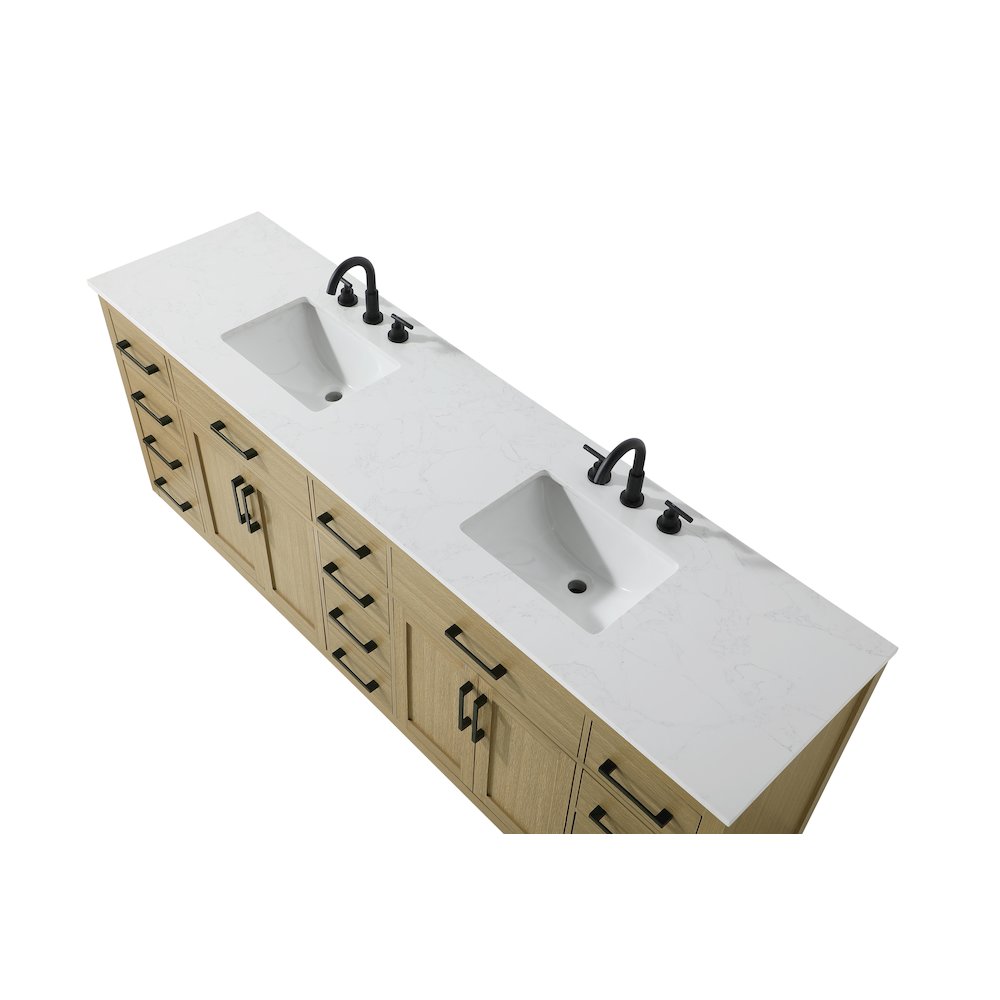 Alden 84 Inch Double Bathroom Vanity In Honey Brown. Picture 8