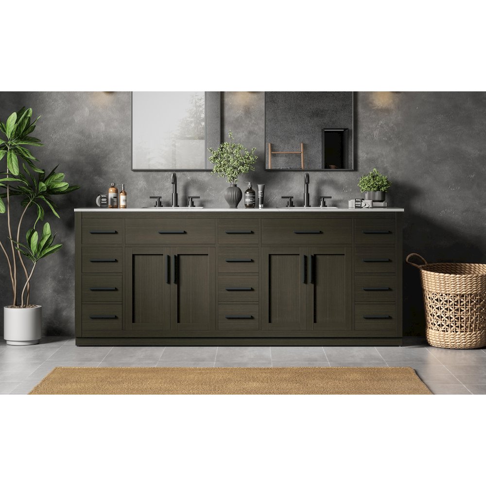 Alden 84 Inch Double Bathroom Vanity In Mocha Brown. Picture 2