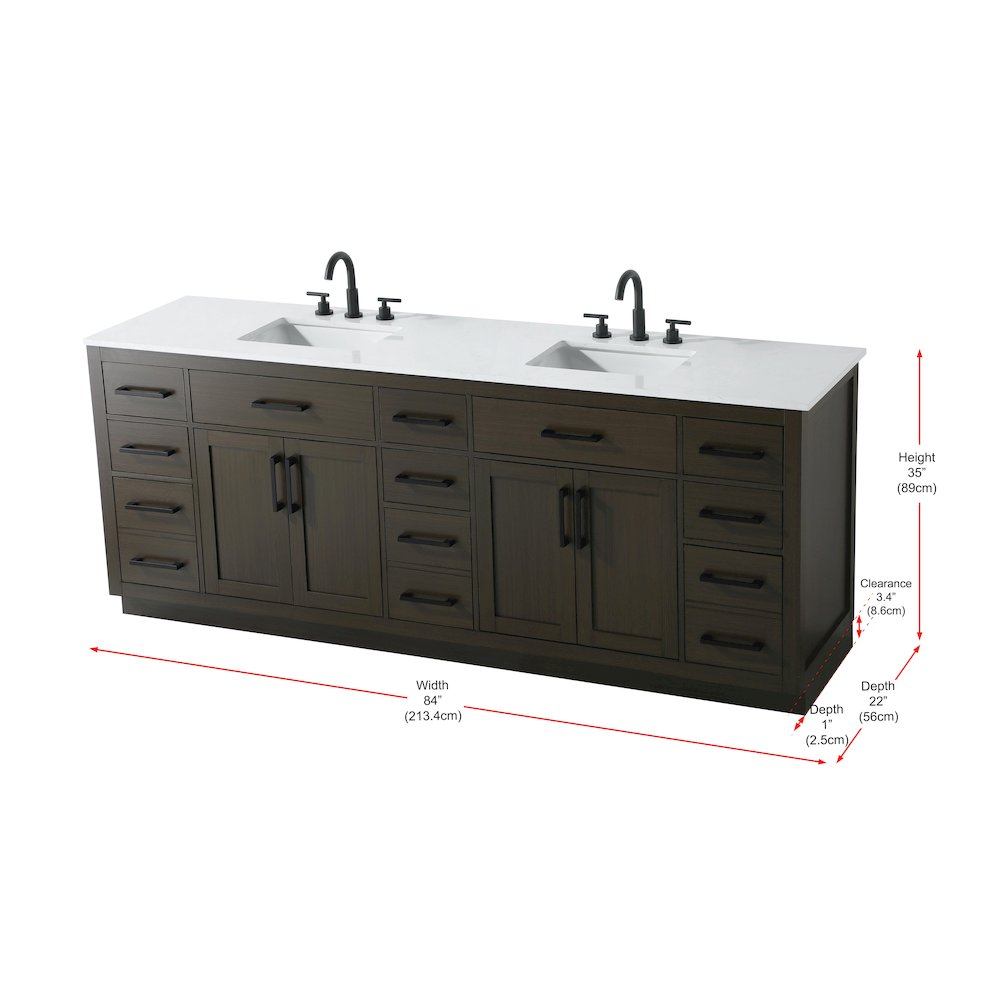 Alden 84 Inch Double Bathroom Vanity In Mocha Brown. Picture 13