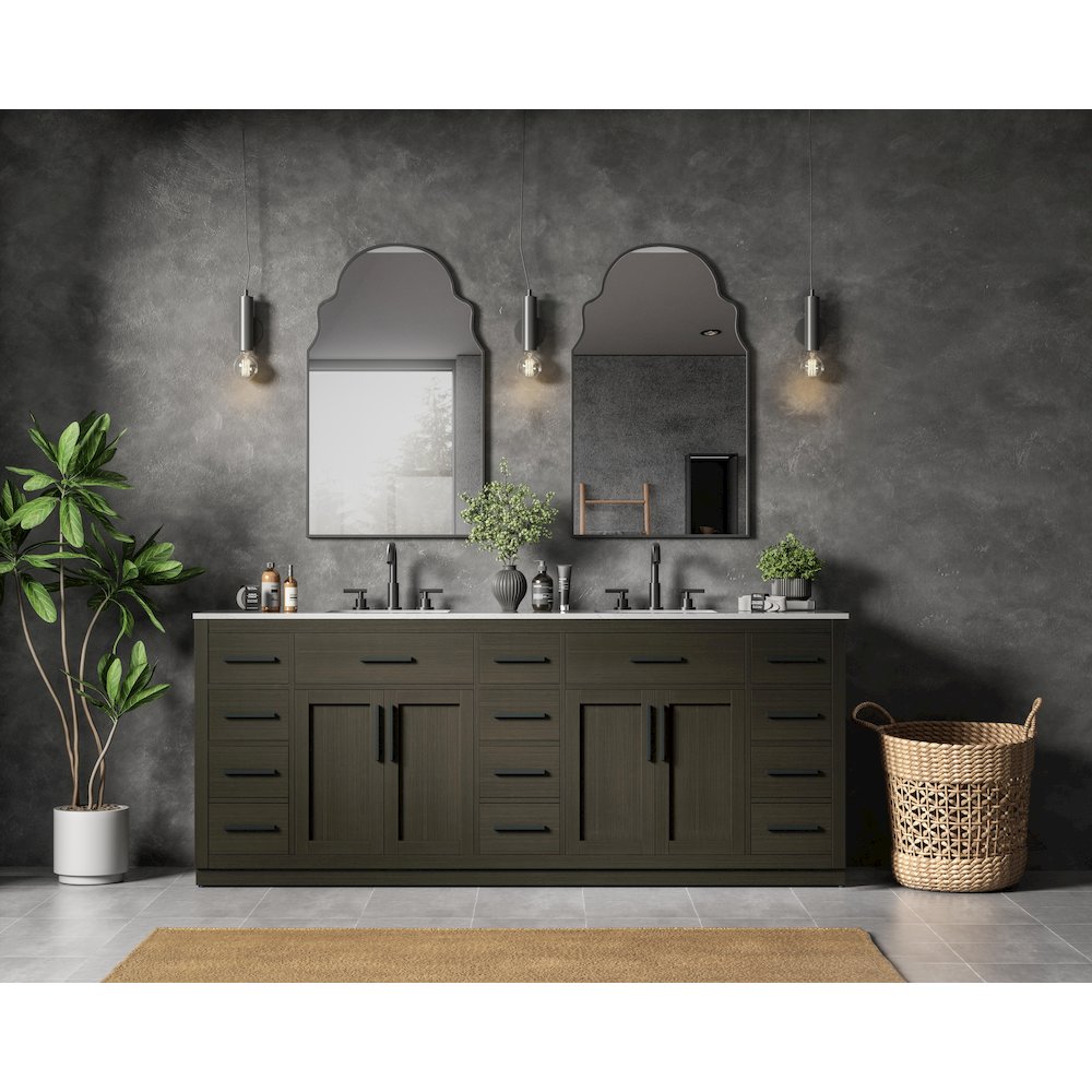 Alden 84 Inch Double Bathroom Vanity In Mocha Brown. Picture 4