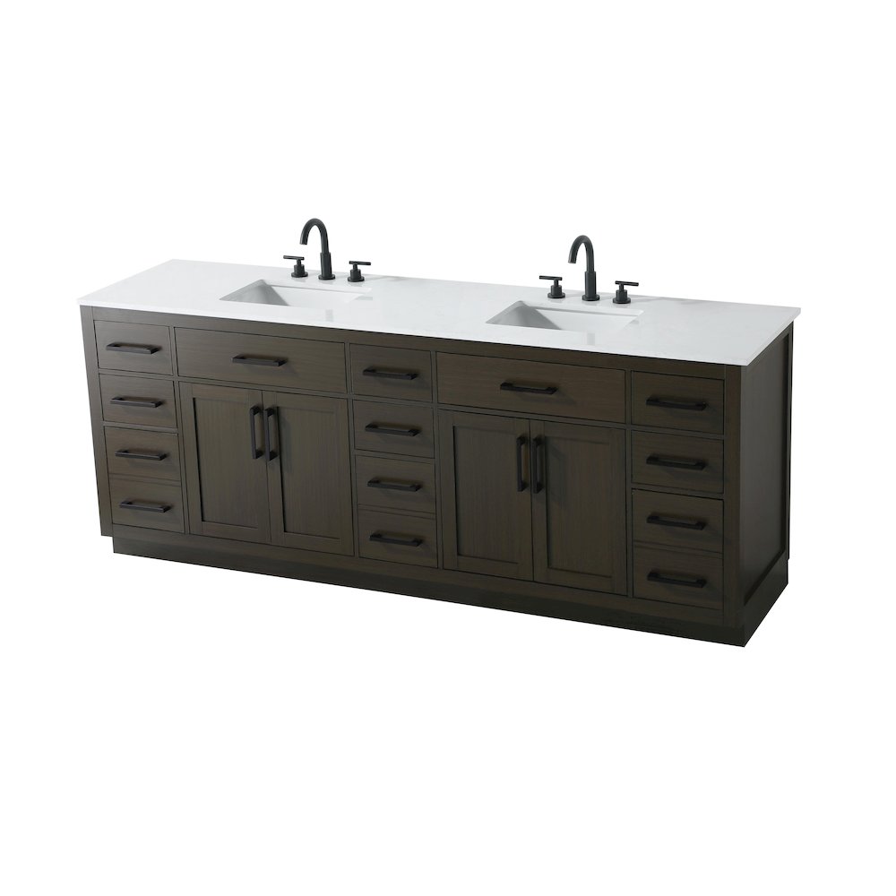 Alden 84 Inch Double Bathroom Vanity In Mocha Brown. Picture 6