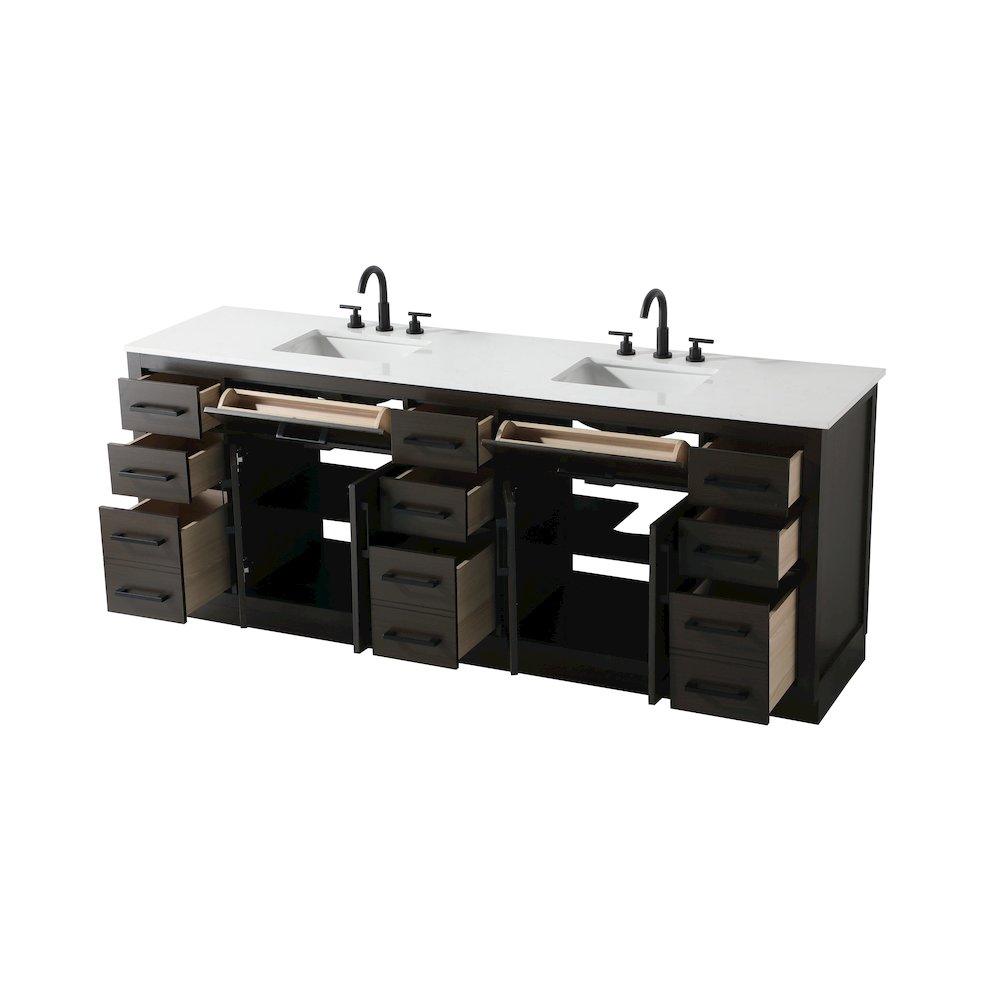 Alden 84 Inch Double Bathroom Vanity In Mocha Brown. Picture 7