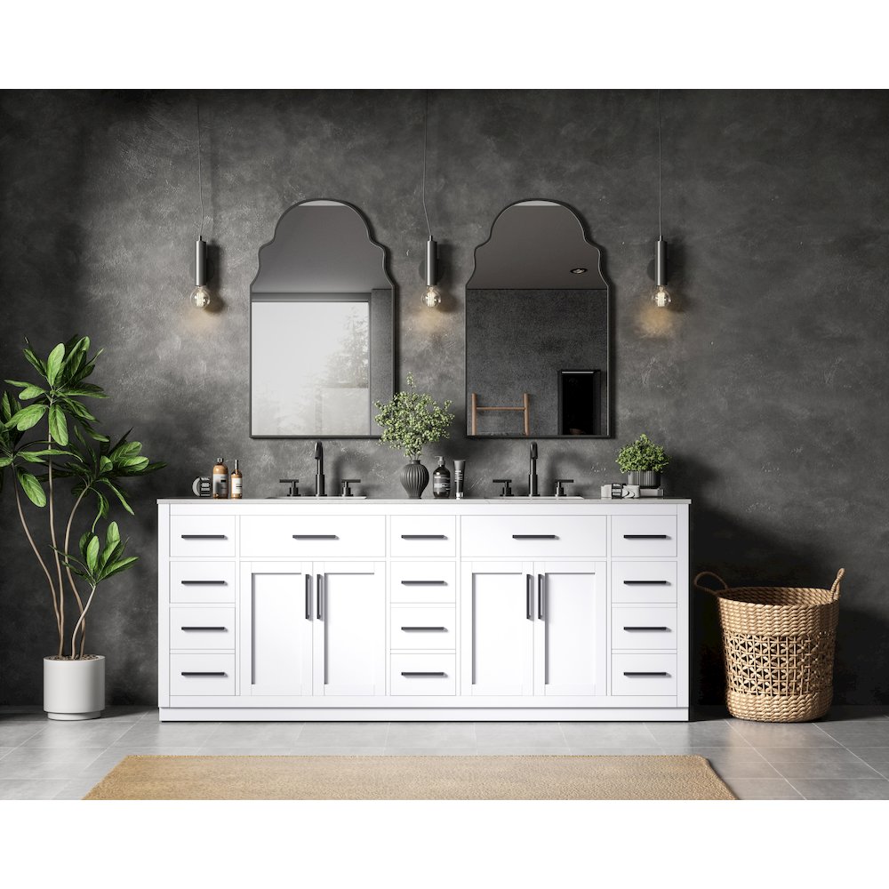 Alden 84 Inch Double Bathroom Vanity In White. Picture 4