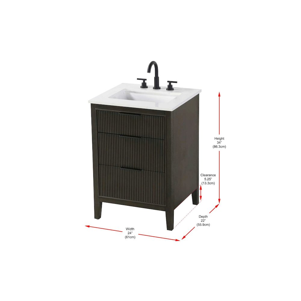 24 inch Single Bathroom Vanity in Chocolate Oak. Picture 10