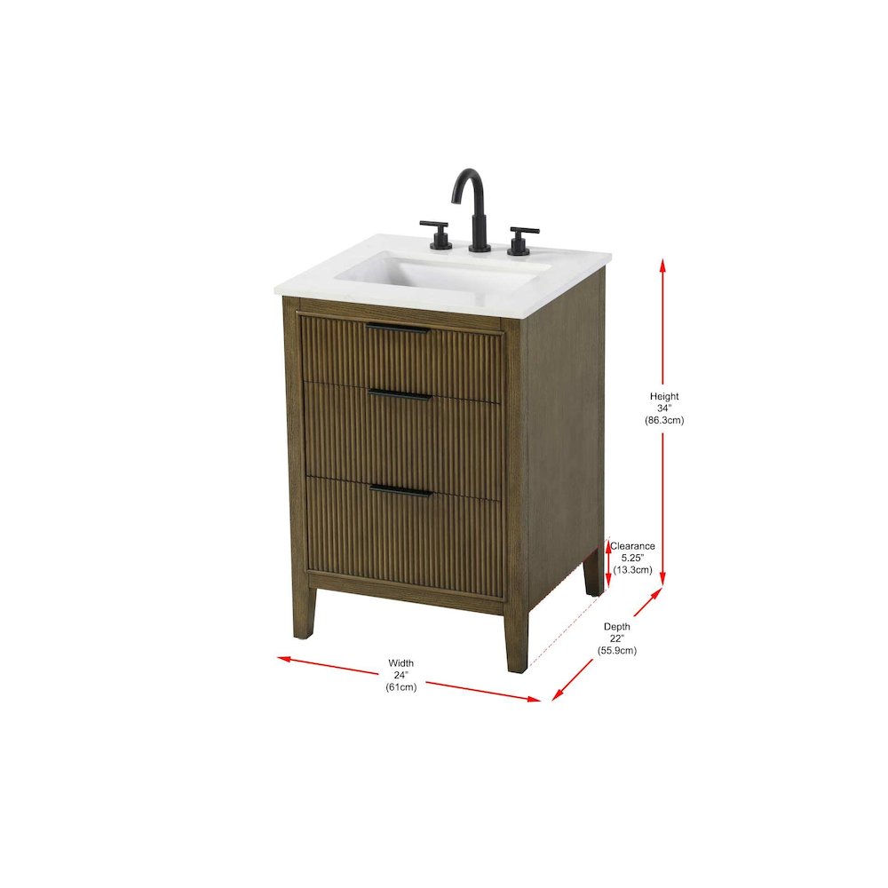 24 inch Single Bathroom Vanity in Hazel Oak. Picture 10