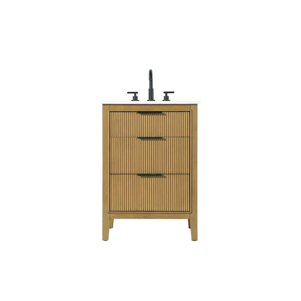 24 inch Single Bathroom Vanity in Honey Teak. Picture 1