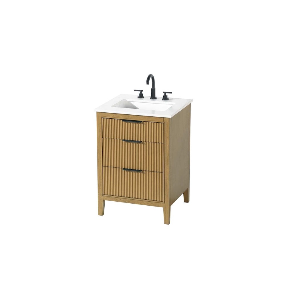24 inch Single Bathroom Vanity in Honey Teak. Picture 2