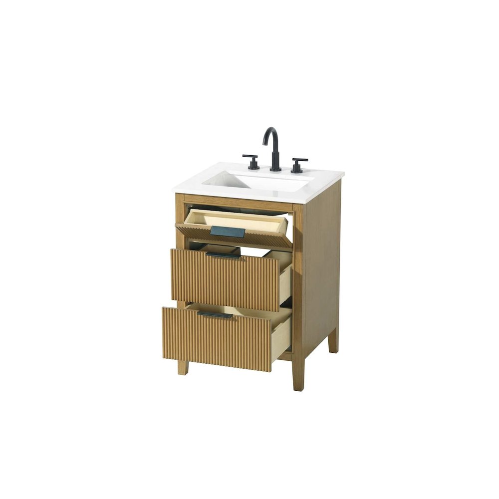 24 inch Single Bathroom Vanity in Honey Teak. Picture 4