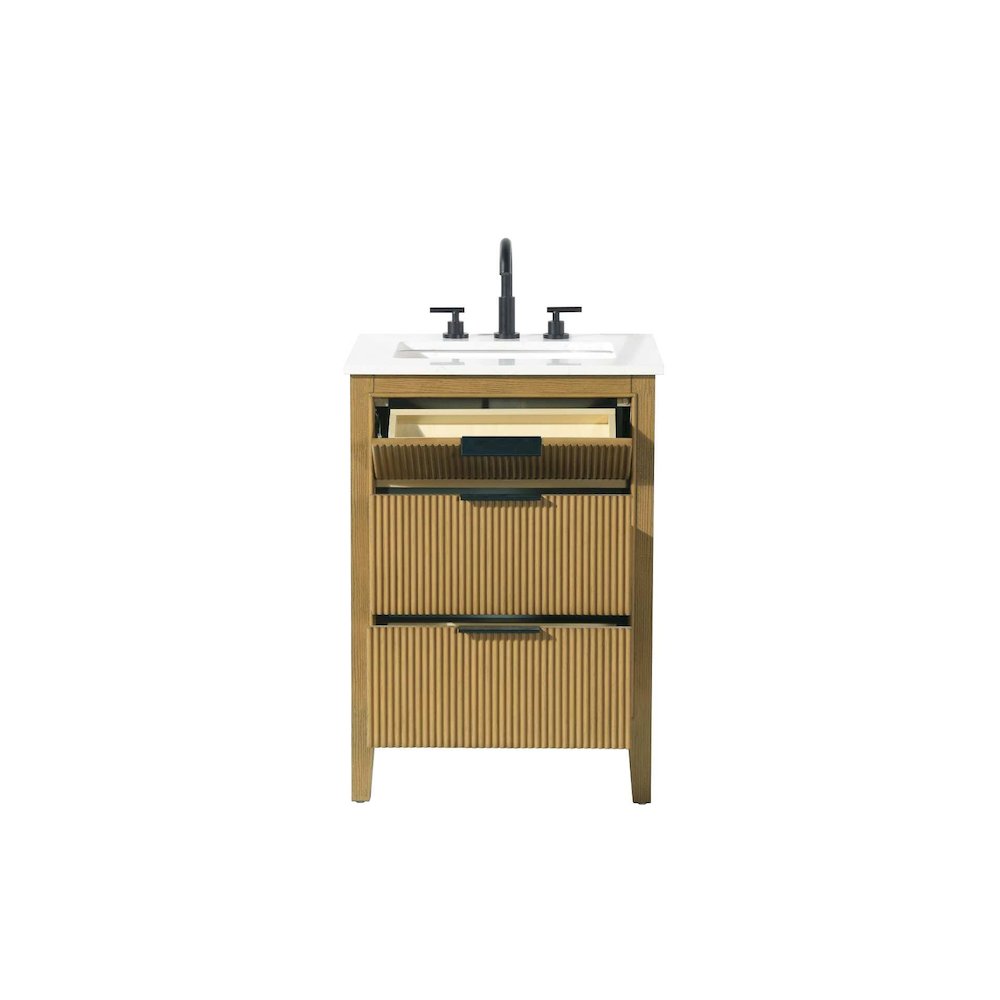 24 inch Single Bathroom Vanity in Honey Teak. Picture 5