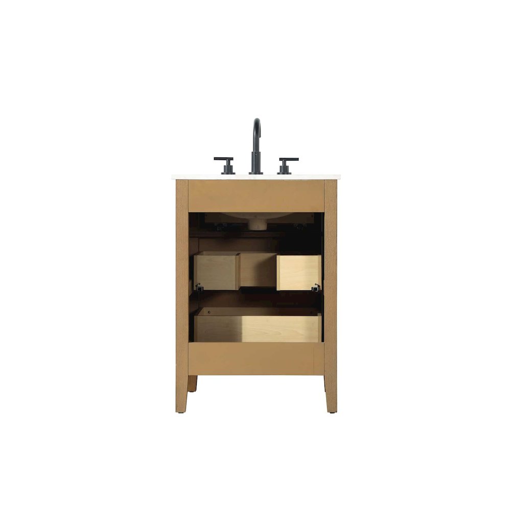 24 inch Single Bathroom Vanity in Honey Teak. Picture 10