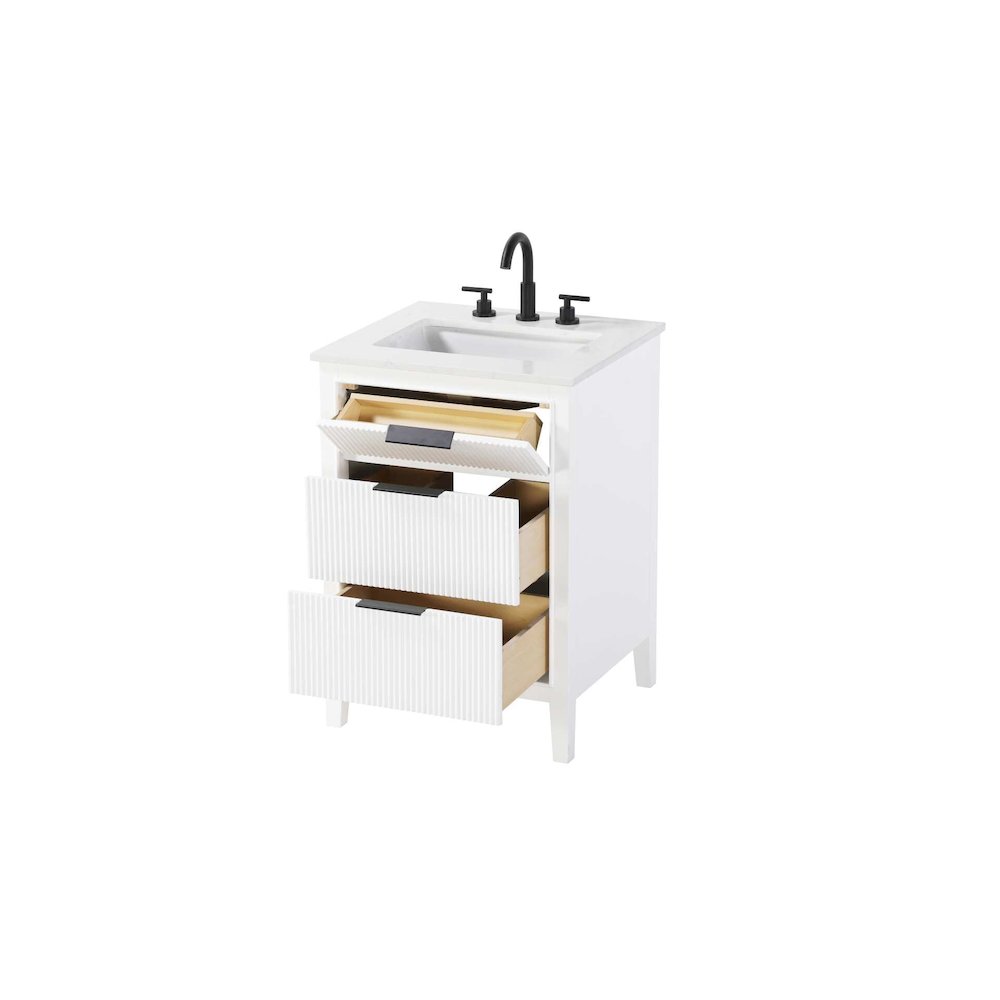 24 inch Single Bathroom Vanity in White. Picture 3