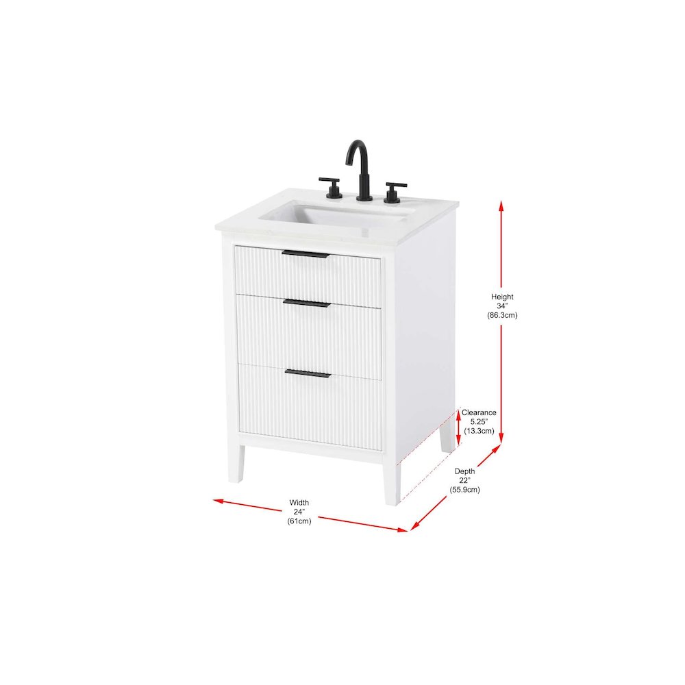 24 inch Single Bathroom Vanity in White. Picture 10