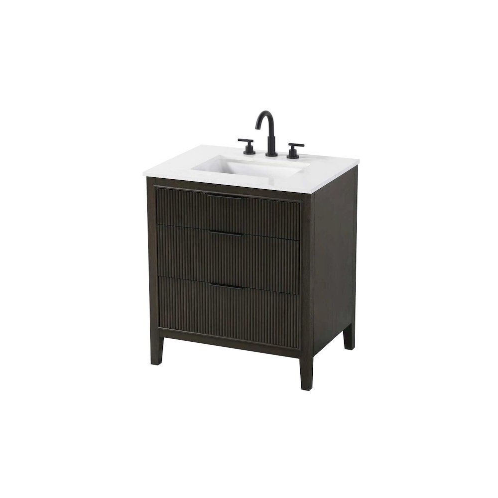 30 inch Single Bathroom Vanity in Chocolate Oak. Picture 2