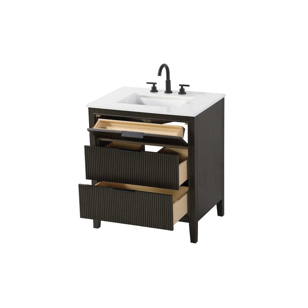 30 inch Single Bathroom Vanity in Chocolate Oak. Picture 3