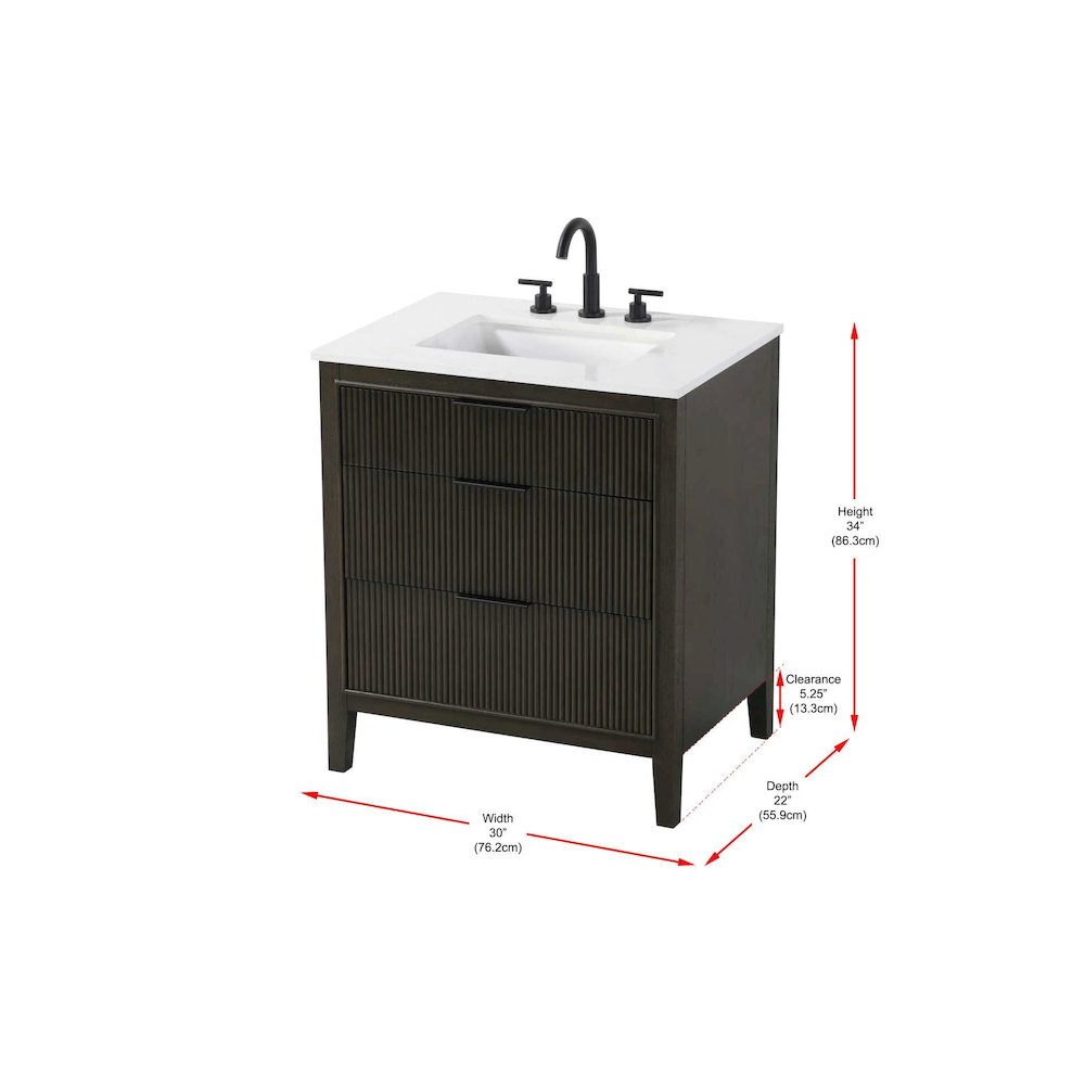 30 inch Single Bathroom Vanity in Chocolate Oak. Picture 10