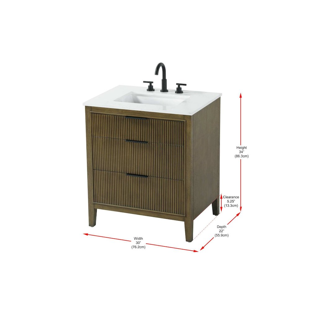 30 inch Single Bathroom Vanity in Hazel Oak. Picture 10