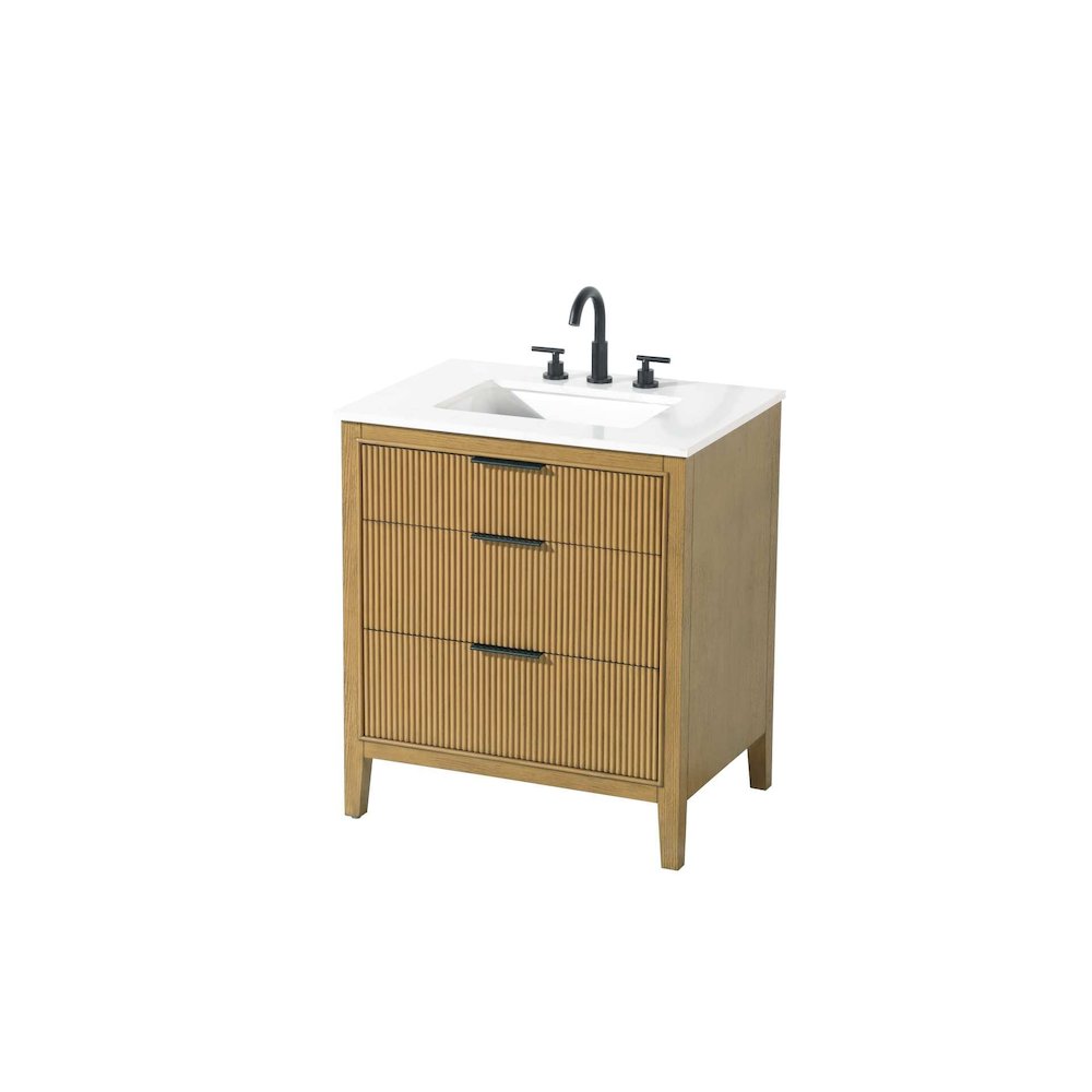 30 inch Single Bathroom Vanity in Honey Teak. Picture 2