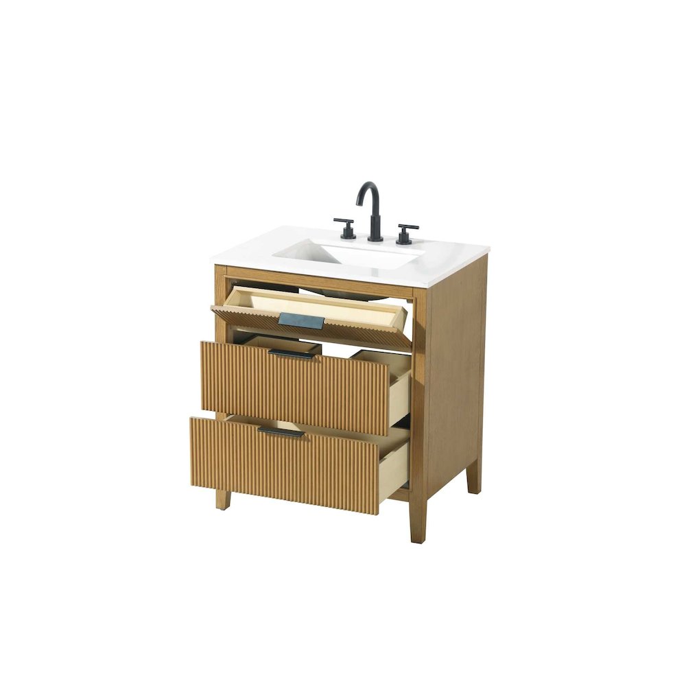 30 inch Single Bathroom Vanity in Honey Teak. Picture 4