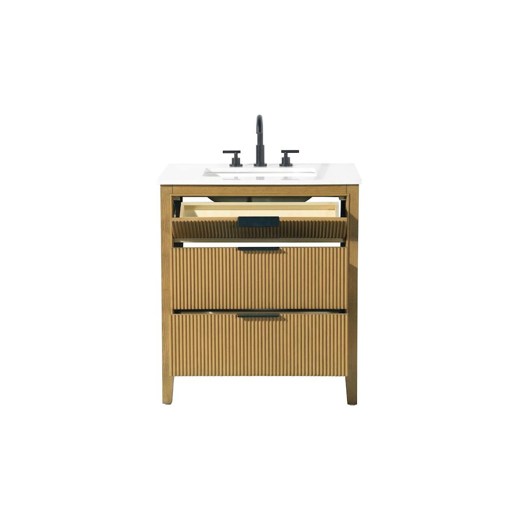 30 inch Single Bathroom Vanity in Honey Teak. Picture 5
