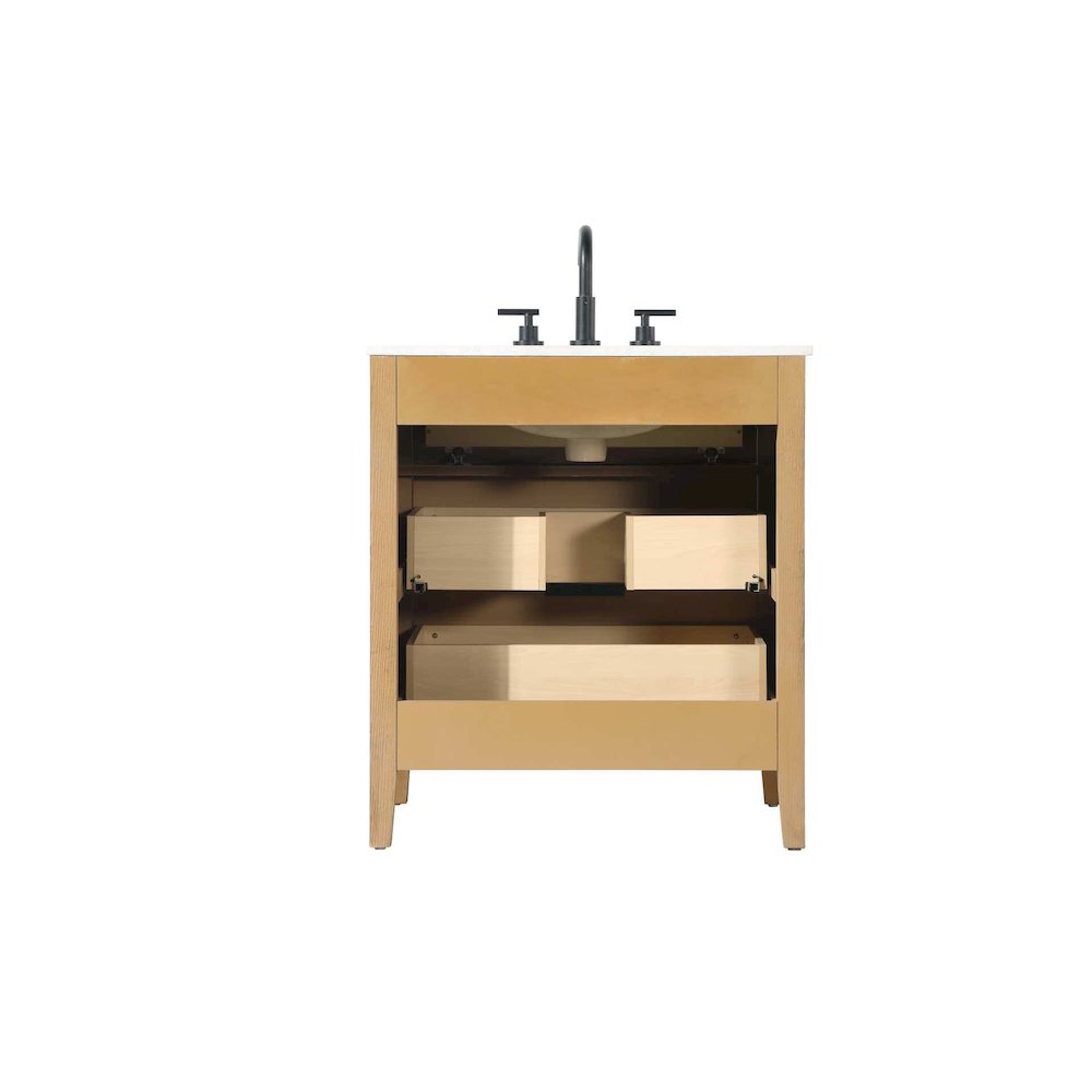 30 inch Single Bathroom Vanity in Honey Teak. Picture 10