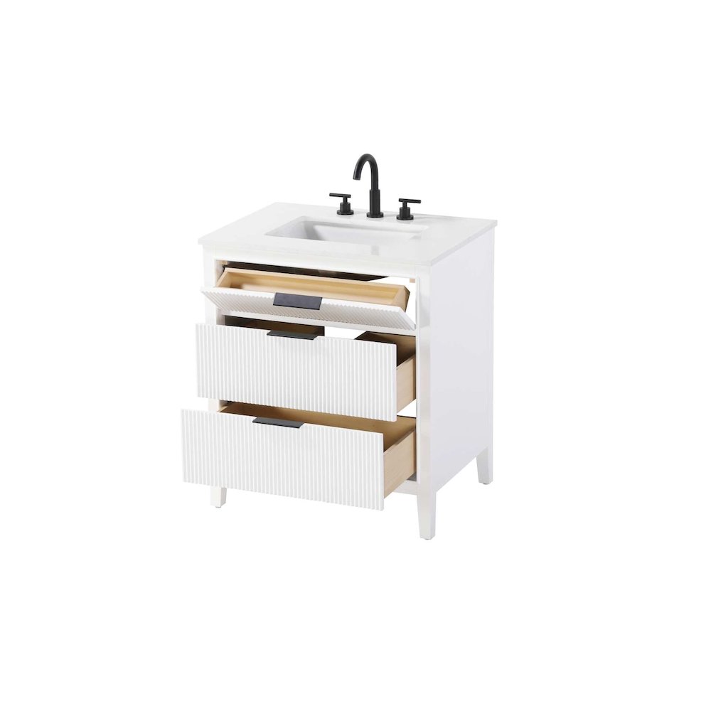 30 inch Single Bathroom Vanity in White. Picture 3