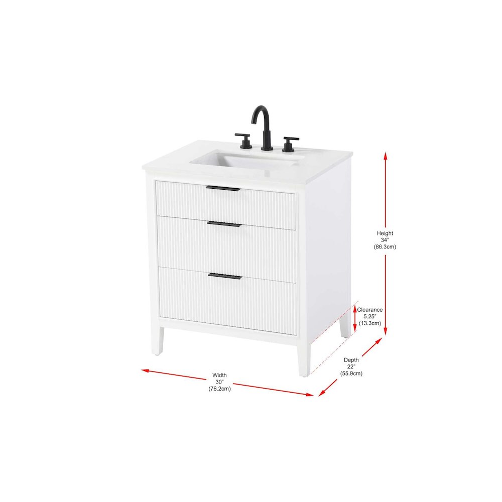 30 inch Single Bathroom Vanity in White. Picture 10